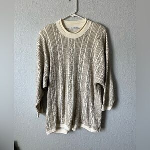 Vtg 3d knit roll neck sweater small cotton blend